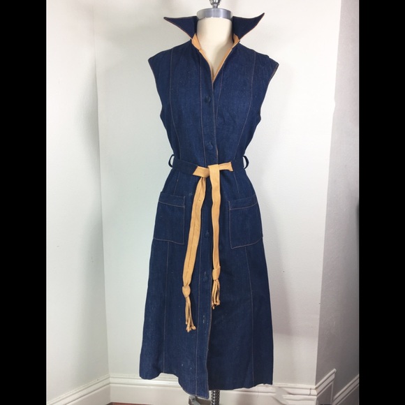 Karen Silton California Dresses & Skirts - Karen Silton Dress denim leather trim Sz. 9/10